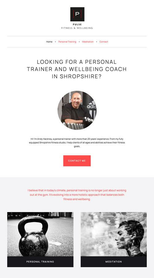 Pulse Fitness & Wellbeing website